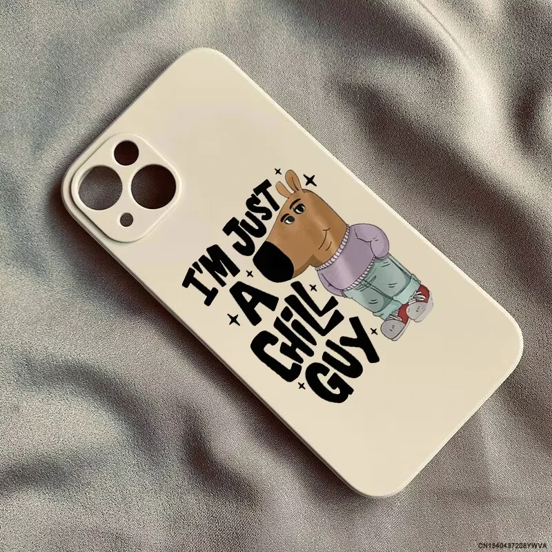 Cartoon I\'m Just A Chill Guy Phone Case For iPhone 16 15 14 13 12 11 Pro Max XS X XR 7 8 SE Dog Soft Silicone Cover Funda