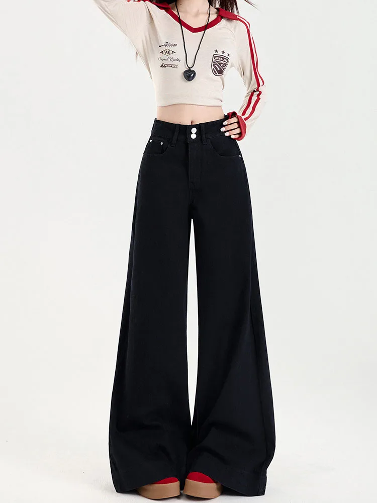 

Широкие джинсы-колокольчики с высокой талией, женские летние новые свободные повседневные хлопковые джинсовые брюки, устойчивые к морщинам