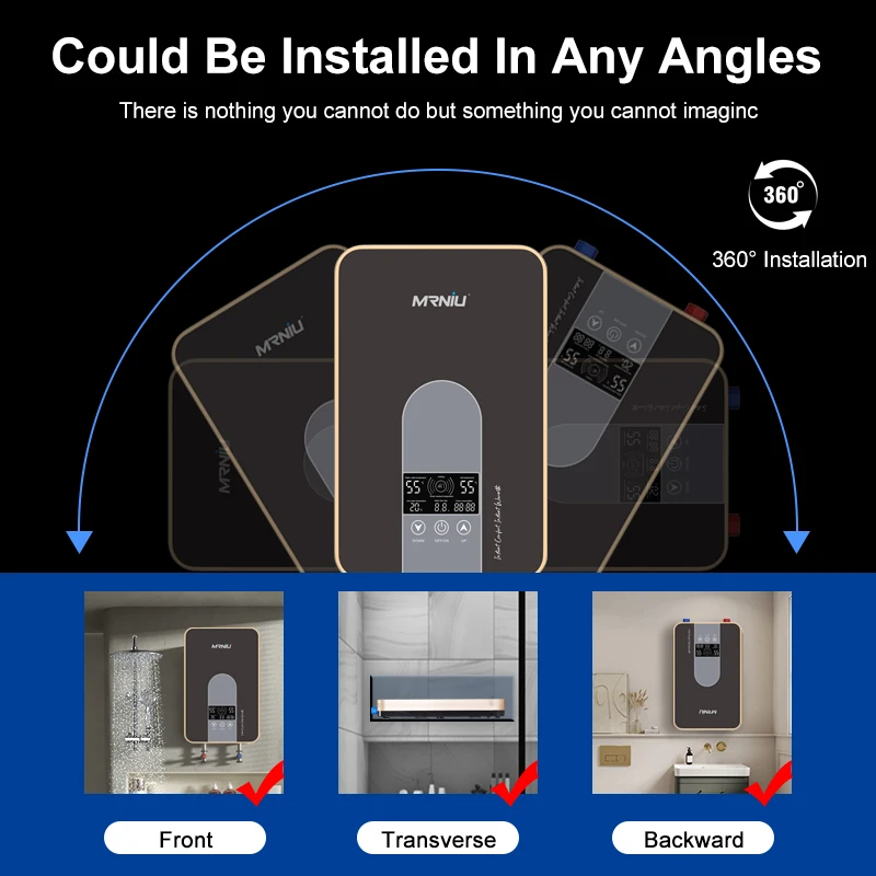 8000W 220V 순간 온수 샤워 욕실용 무탱크 벽걸이형 전기 온수기 Chao2