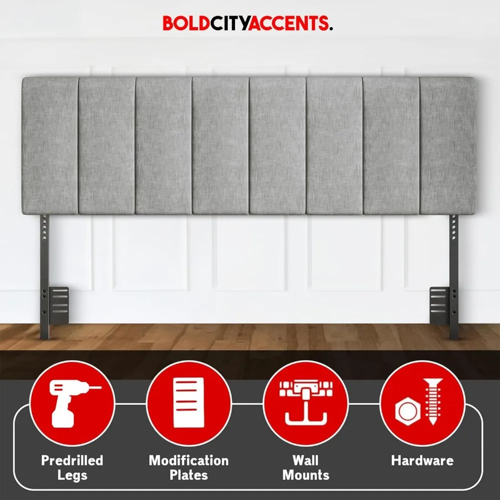 لوح رأسي منجد عمودي متوسط الارتفاع من كال كينج/كينج - لوح رأسي بارتفاع قابل للتعديل لغرفة النوم - إطار سرير أو جدار #3