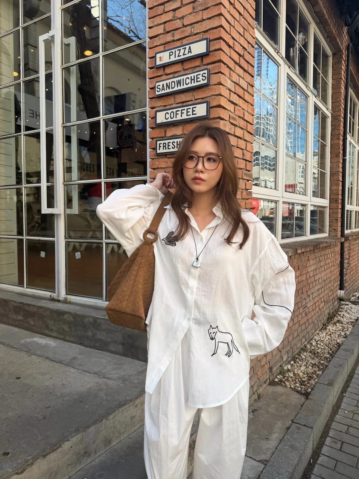 

ACRAB Lazy Summer White Silk Long Sleeve Embroidered Shirt Loose Fit Women's Premium Fashion Spring Collection