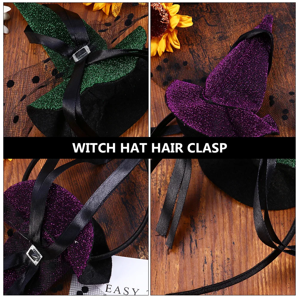

2Pcs Halloween Witch Hat Hairband Pointed Headband Party Hair Hoop Hair Clasp Pointed Hat Headband Halloween Headdress