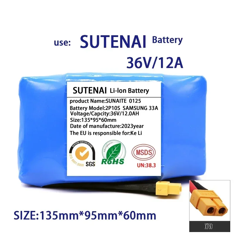 36V 18650 Battery Pack 12000mAh Rechargeable Lithium ion battery for Electric Self Balancing Scooter HoverBoard Unicycle