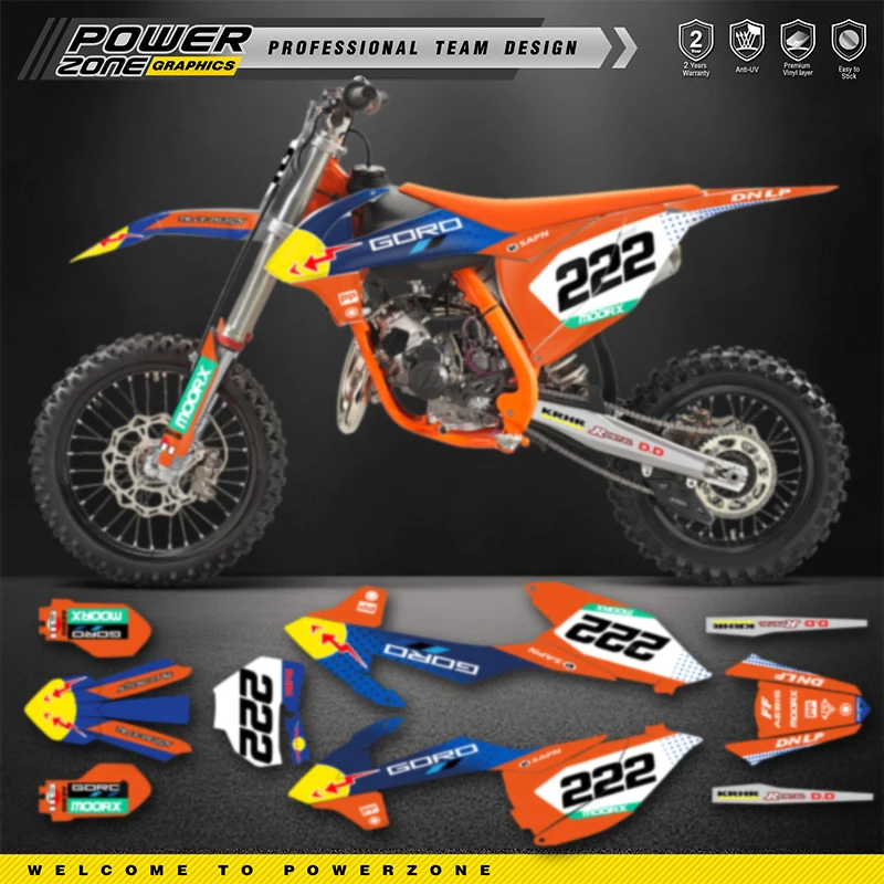 PowerZone Custom Team Graphics Backgrounds Decals For 3M Stickers Kit For KTM SX85 85 2018 2019 2020 85cc Number Name Costom 21