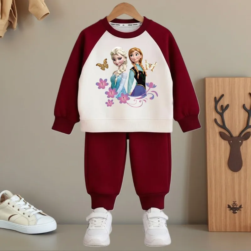 ديزني ميني المطبوعة الفتيات بلوزات غير رسمية مجموعات الاطفال س الرقبة هوديس وبنطلون طويل 2 قطعة مجموعة الأطفال رياضية جديد #2