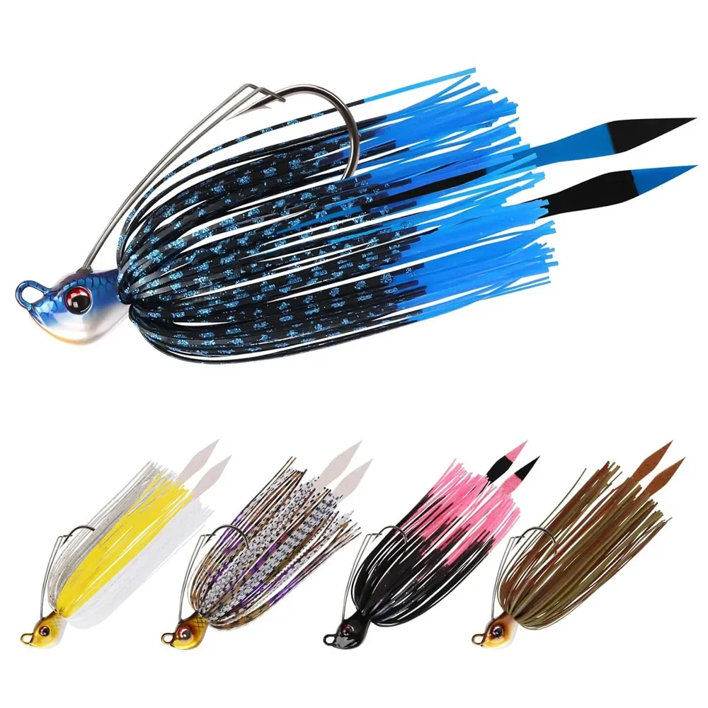 

14g Fishing Elastic Wire Bait 3D Wire bait Spinning Lure Silicone Skirt Stainless Steel Hook Spoon Wobbler For Bass Pike Winter