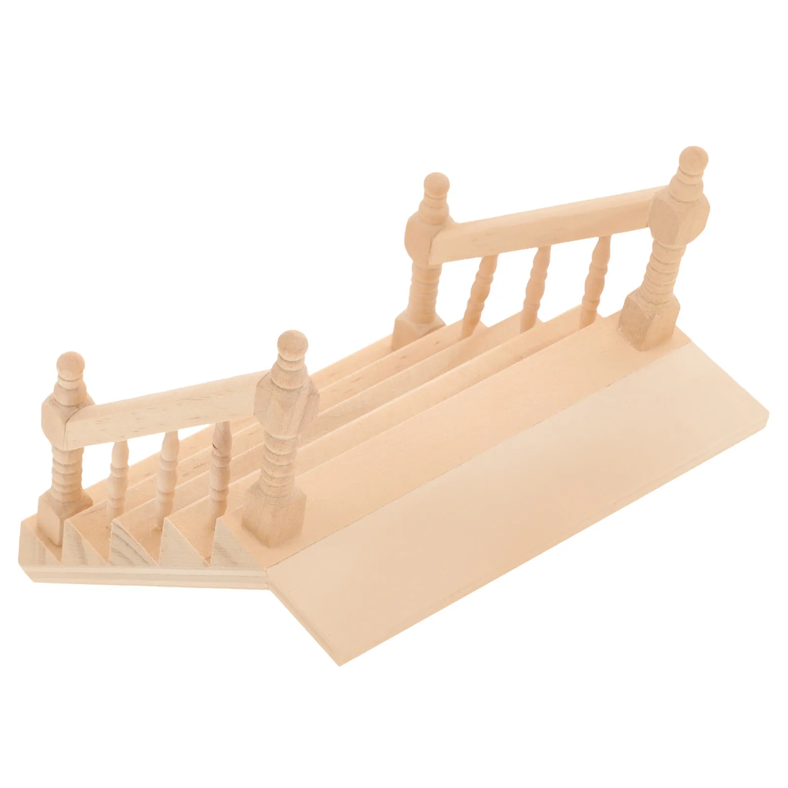 

Miniature Staircase Wooden Handrail Polished Smooth Mini House Accessory Mini Furniture Stair Decor for Playhouse Desktop