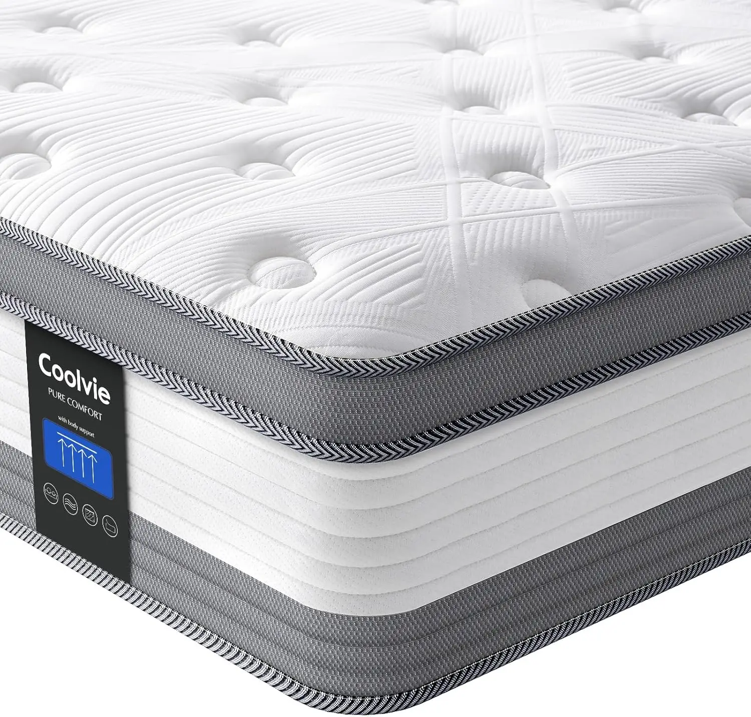 12-Inch King Hybrid Mattress King Mattress in A Box Individual Pocket Springs with Memory Foam Layer Provide Motion Isolation