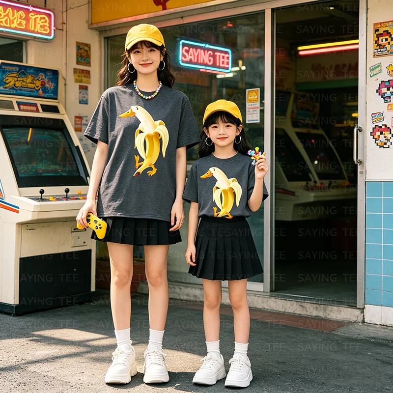 Lustiges Enten-in-Bananen-T-Shirt Y2K Tierliebhaber Bananen-Kleidung Neuartiges Geschenk Humor Enten-Kunst Grafik Streetwear Bekleidung Spruch-T-Shirt – Detail 4