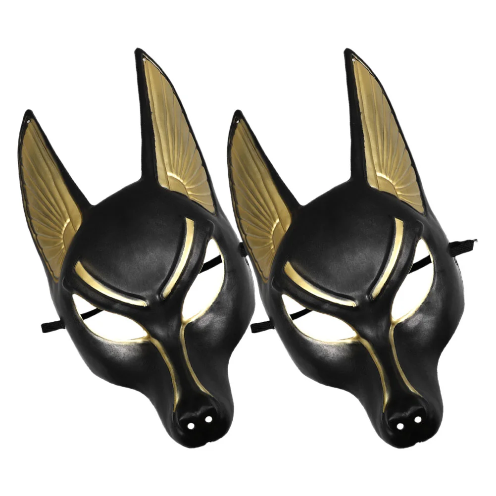 2 Pcs Anubis Mask Mardi Gras Prop Wolf Masquerade Cosplay Halloween 3d Egyptian Costume Masks Prom