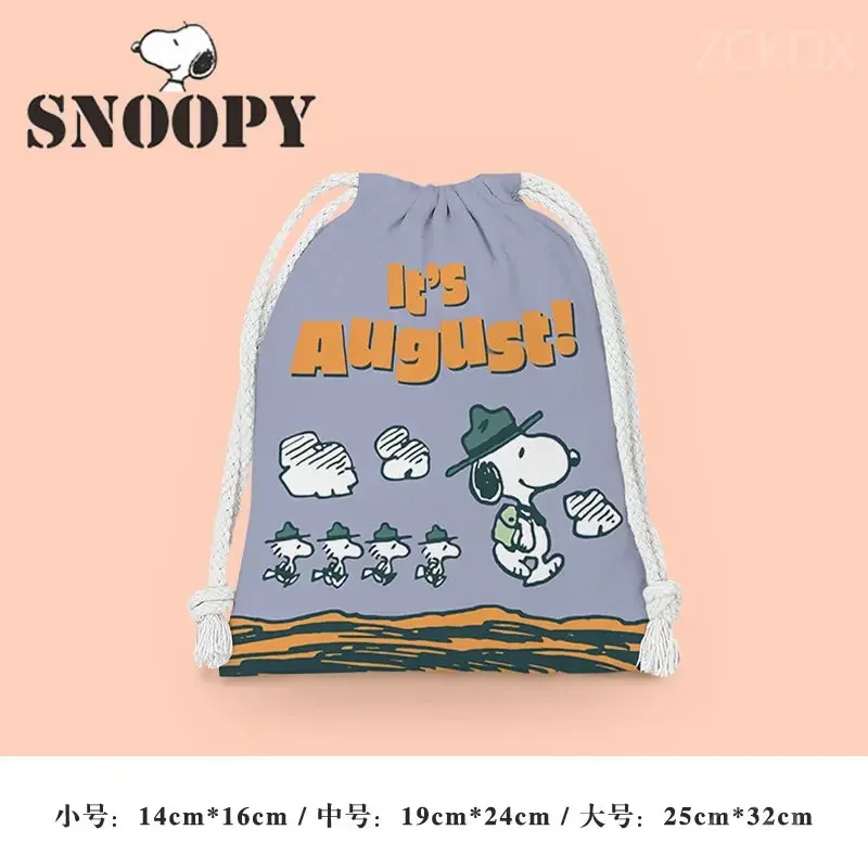 Snoopy Charlie Brown Children Cartoon Plush Drawstring Pocket Cute Animation Boy Girl Portable Party Gift Candy Storage Bag Kid