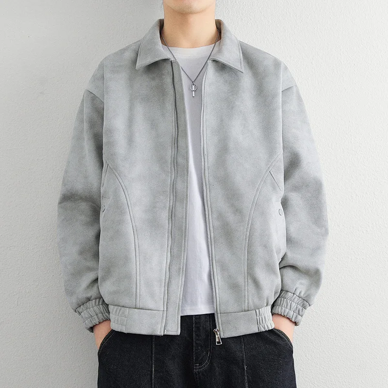 

Модная кожаная куртка с лацканами для мужчин, классическое пальто-пилот, красивая модная универсальная верхняя одежда, стильная мужская куртка