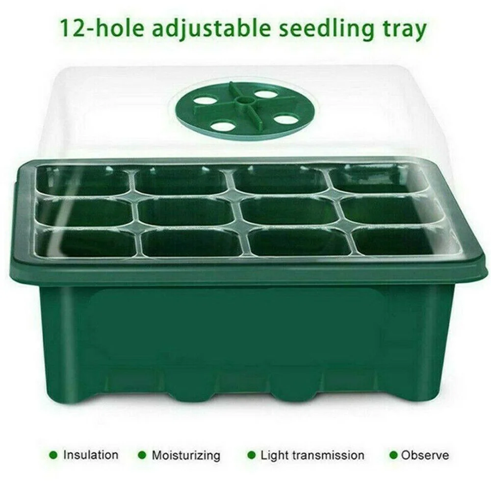 12 Seed Trays Set Rectangle Deep Root Grow  Box Indoor Outdoor Cell Seedling Starter Tray Plant Pots For Bonsai Flowers Herbs