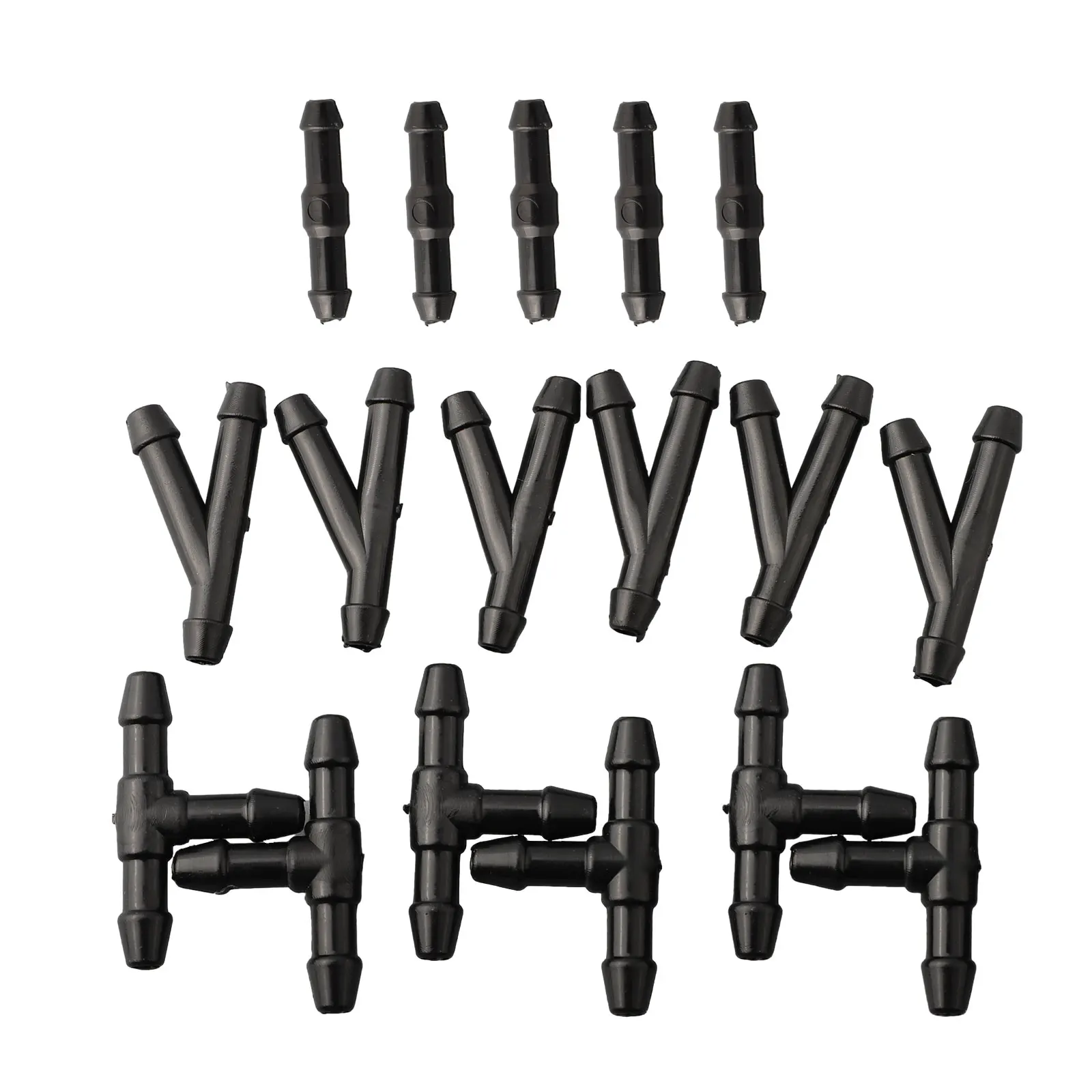 18Pcs Black Windshield Washer Hose Connector Water Tube T/Y/I Type Splitter Fittings Connect Car Hose With Washer Nozzle