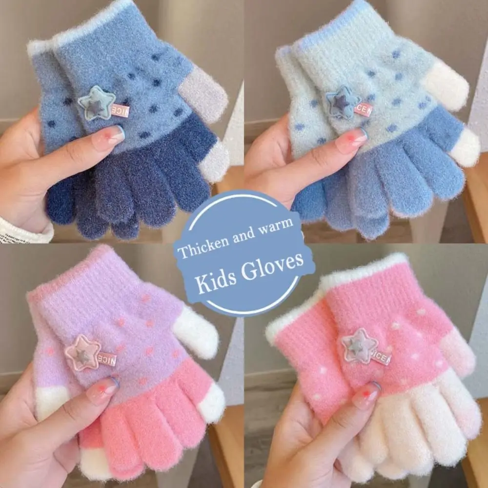 

Fashion Cute Cartoon Kids Knitted Gloves Thickened Children Full Fingers Gloves Winter Warm Outdoor Sports Windproof Gloves