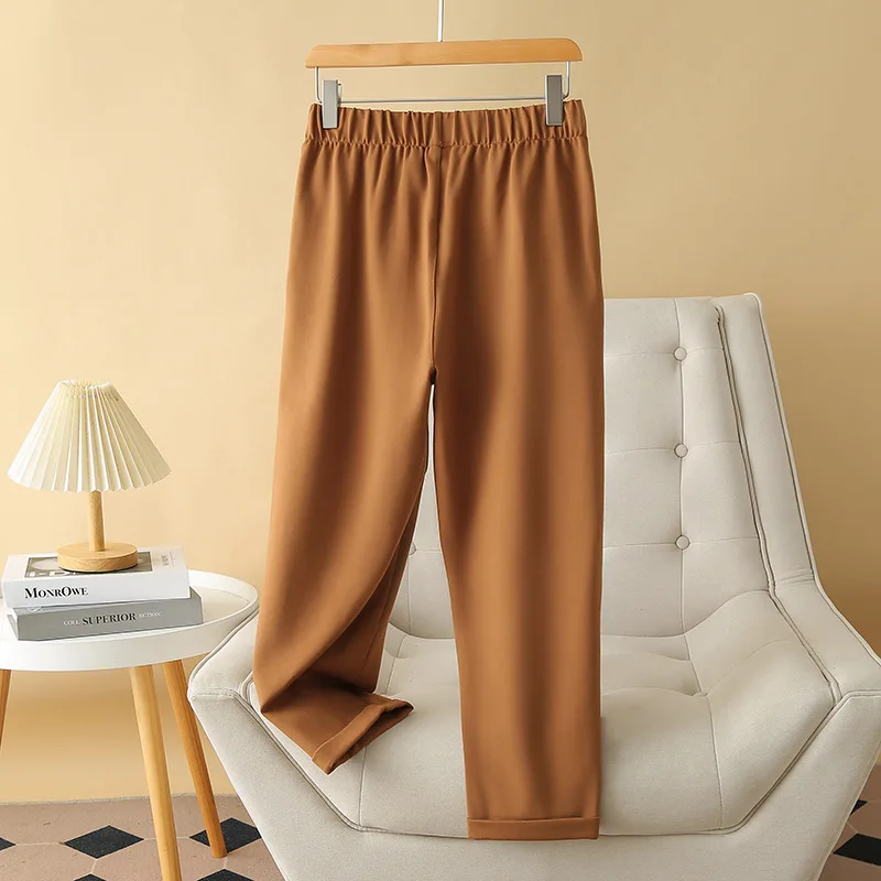 Cintura alta harem pants para as mulheres, solto, casual, estiramento, perna de abertura, bainha, tamanho grande, outono, 8530, novo, 8530