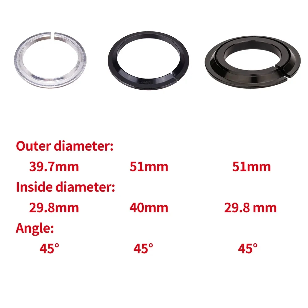 ZTTO 1.5inch Bike Headset Washer Bicycle 1 1/8 Headset Base Spacer Crown Race 28.6mm 39.8mm Tapered Fork Straight Fork 45 degree