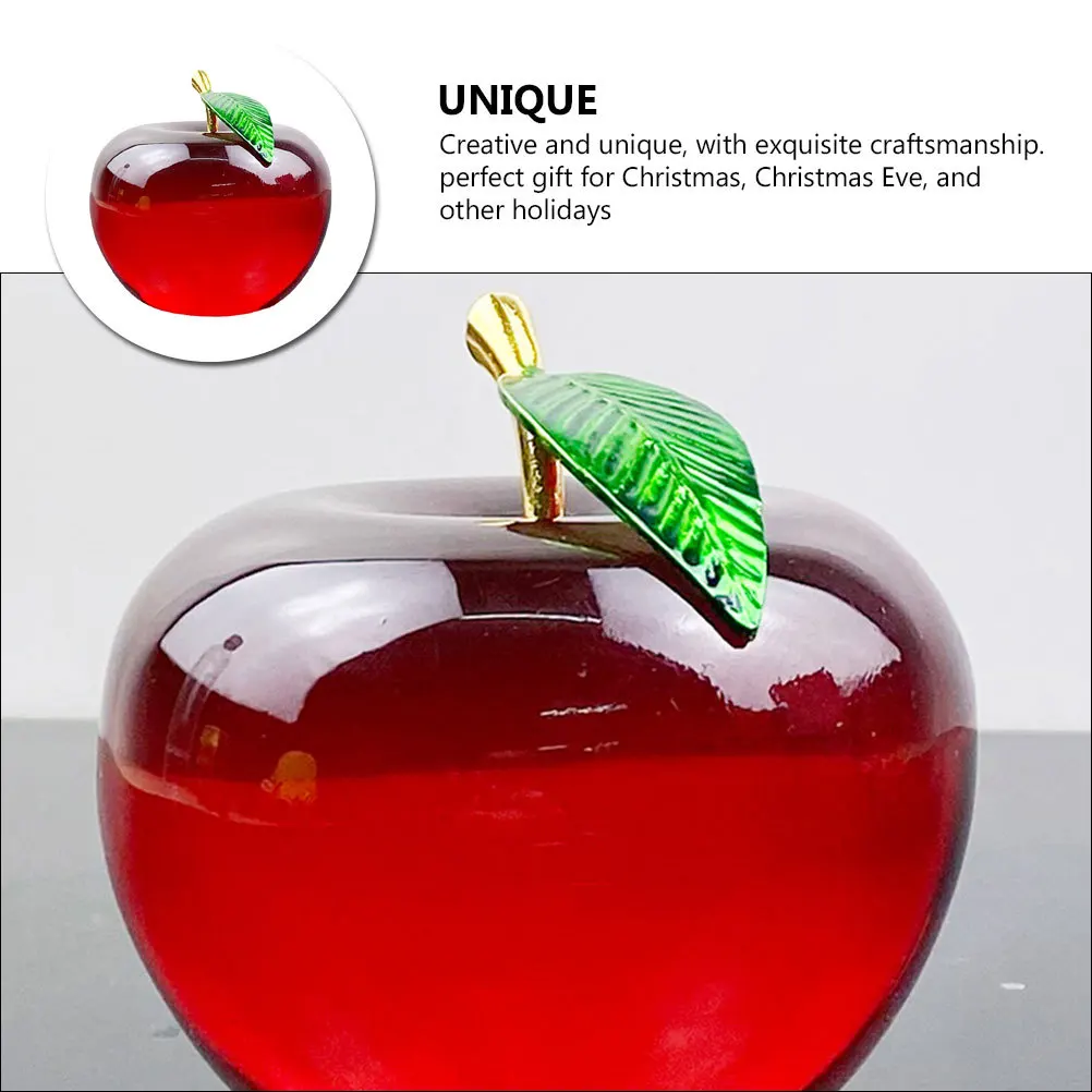 

Desktop Crystal Apple Red Apple Decorative Ornament for Home Office Living Room Car Desk Decor Festive Gift Desktop Ornament
