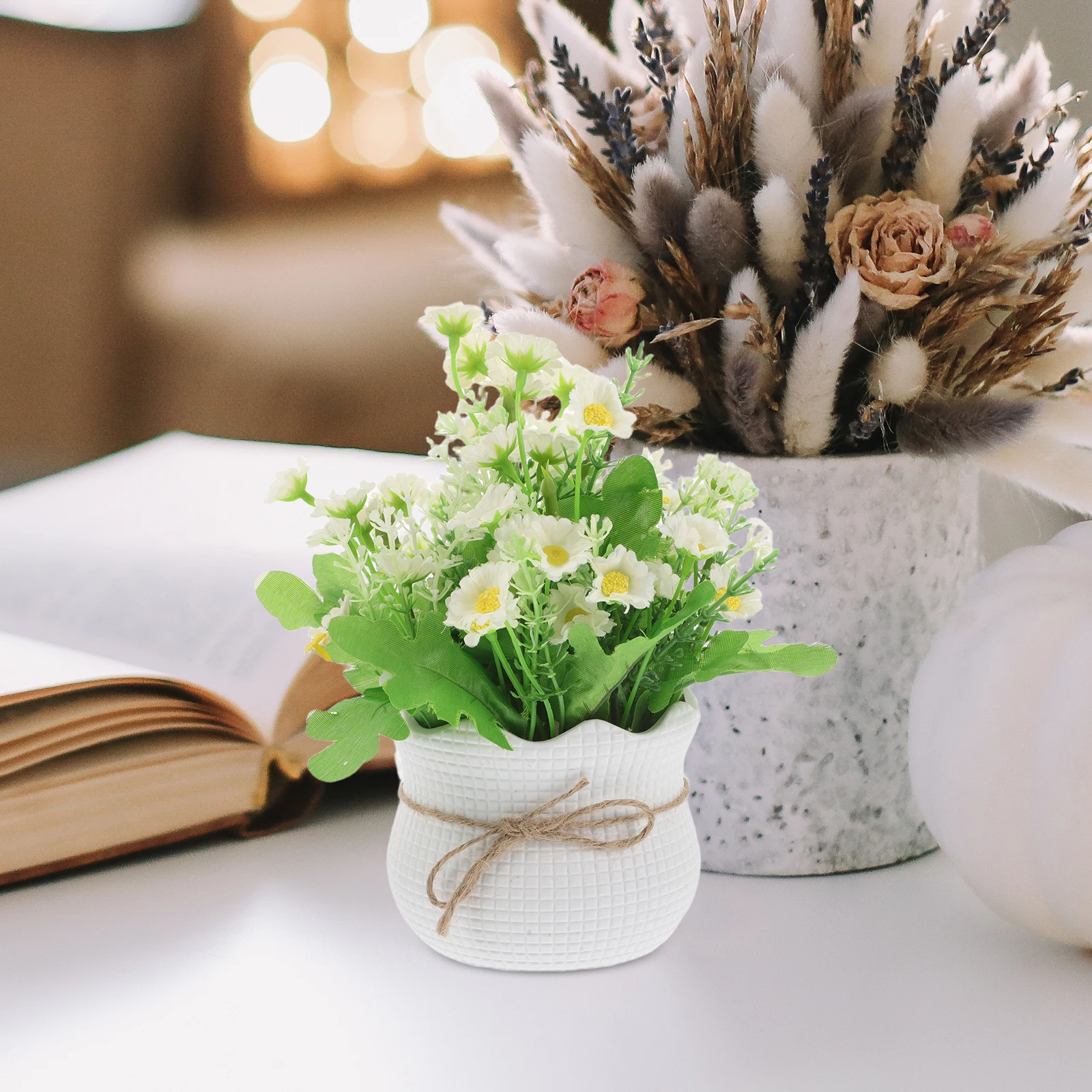 

Artificial Silk Daisy Plants Fake Flowers Small Potted Desk Decor Dining Room Centerpiece Home Wedding Table Decor Artificial