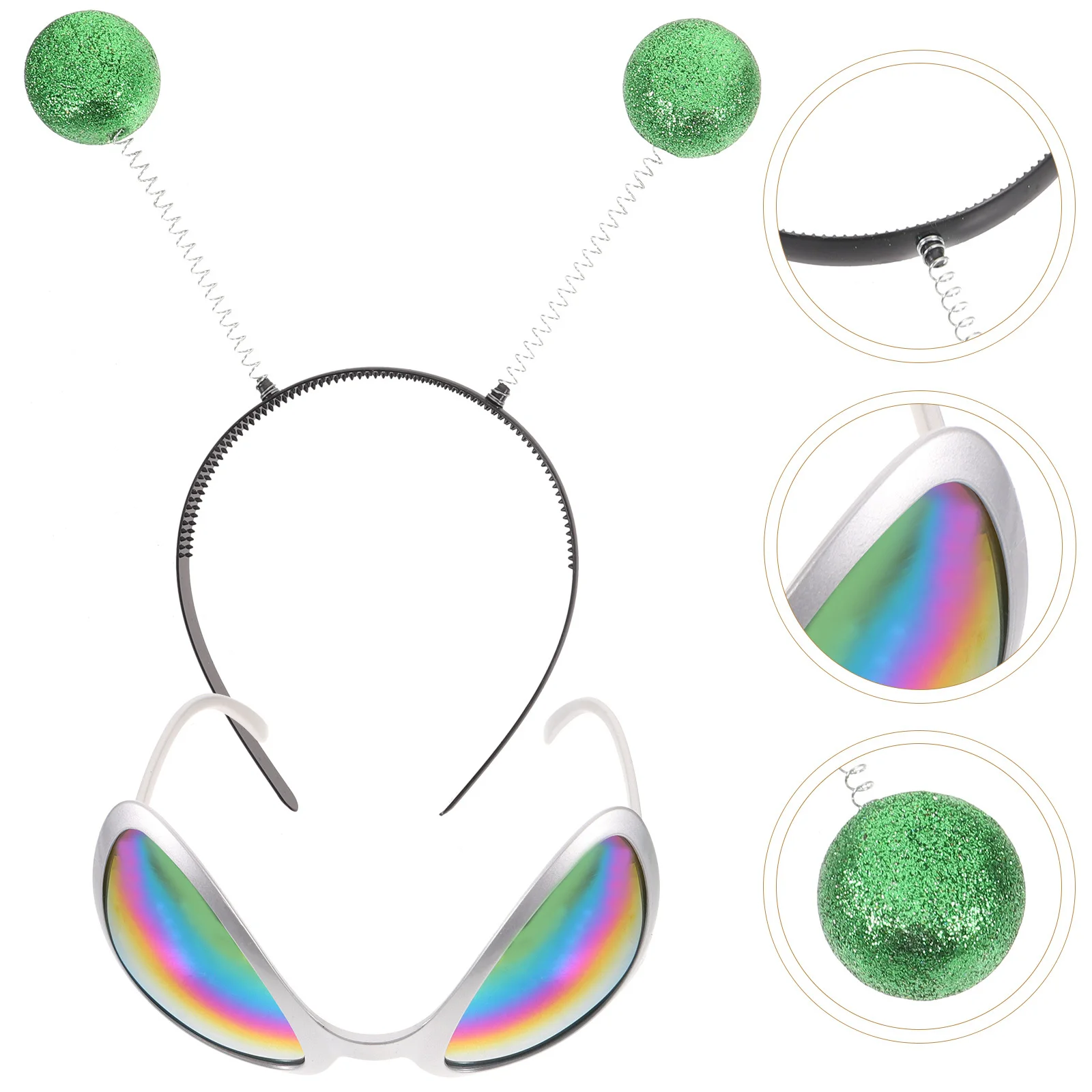 1 セットソーサーマン頭飾りプラスチック面白いメガネヘアフープフェスティバルパーティーコスチュームアクセサリー仮面舞踏会コスプレ装飾