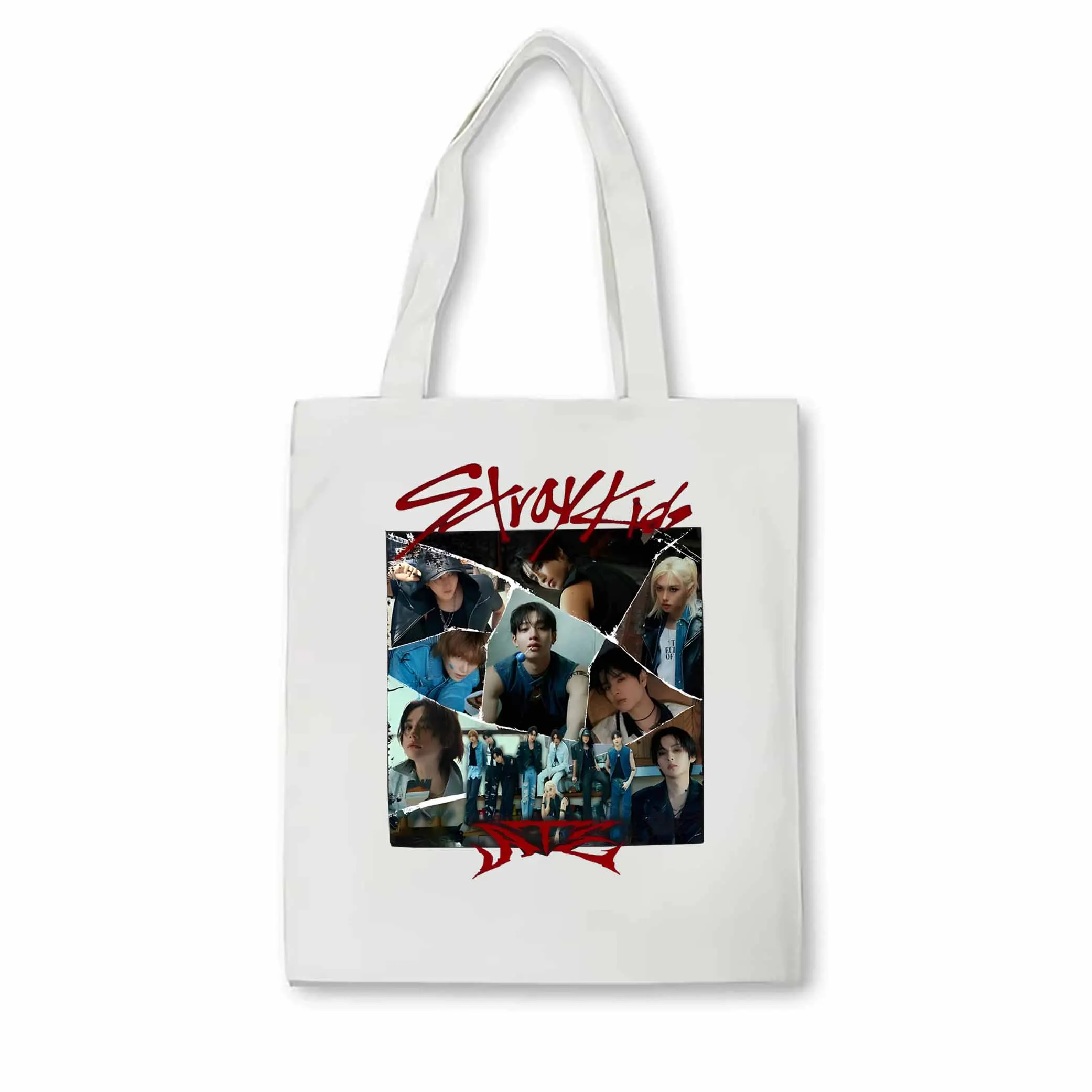 Retro Stray Kids ATE Album Graphic tote bag Stray Kids ChkChkBoom canvas bag Stray Kids Kpop fashion shoulder bag women tote bag