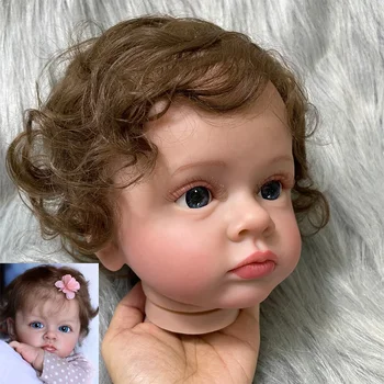 24 inch painted Tutti unfinished reborn baby doll vinyl kit rooted curly hair 3D skin with visible veins cloth body and eyes toys