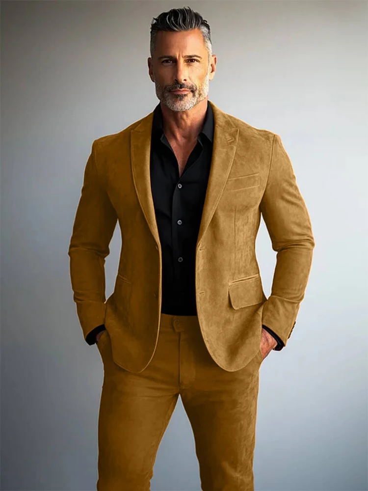 British Style Luxury Men Suit Jacket Retro Casual Versatile 1 Piece Slim Fit Blazer Men Lapel Collar Party Dinner Blazer Hombre