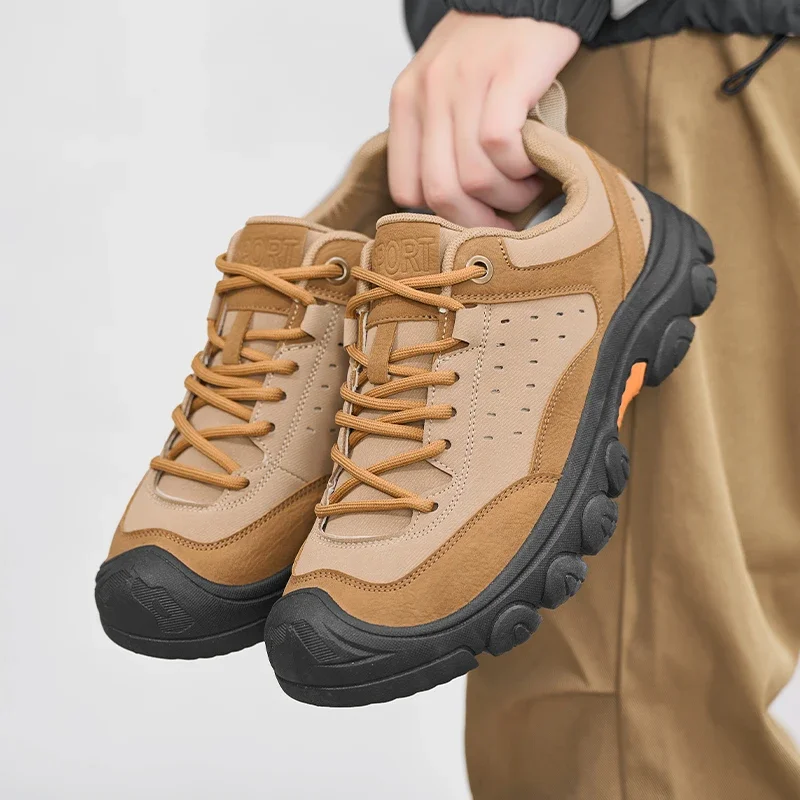 Outdoor Hiking Shoes For Men Trekking Shoes Platform Sports Shoes Non-slip Climbing Shoes Comfy Breathable Men's Walking Shoes
