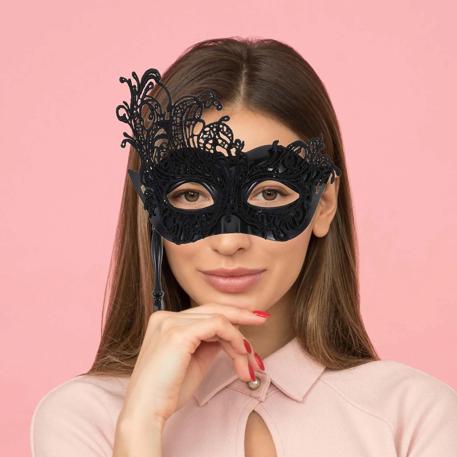 

Handheld Masquerade Mask Elegant Lace Lightweight Venetian Ball Party Women Mardi Gras Cosplay Evening Prom Venetian Mask