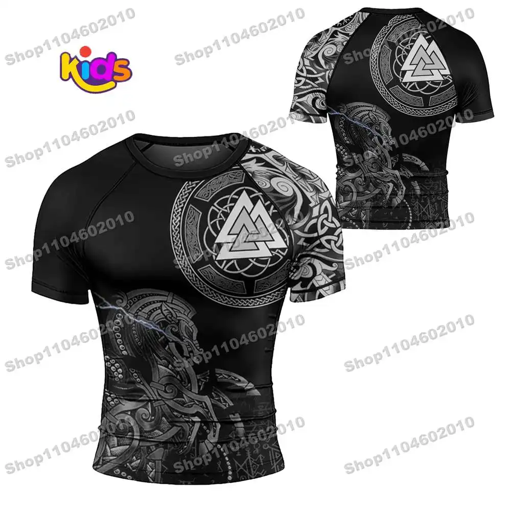 K44th Anime Kids Surf Clothing BJJ MMA Boys Rash Guard Short Sleeve Diving T-Shirt Tight Swimwear Summer Beach Floatsuit Girls view 4