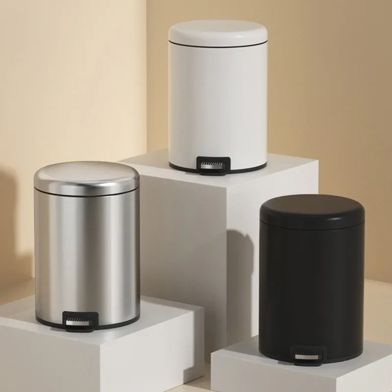 6L Stainless Steel Trash Can with Foot Pedal,Dust-Proof Metal Step Waste Bin,Kitchen,Bathroom,Washroom,Compost Garbage Container