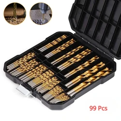 99 Pcs Set di punte da trapano in titanio stoccaggio di utensili per acciaio legno plastica metallo rame foratura strumenti professionali per la lavorazione del legno