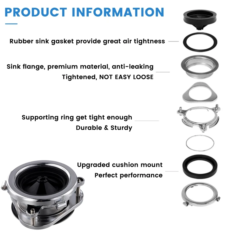 Garbage Disposal Flange,Sink Garbage Disposal 3 Bolts Mounting 3 1/2 Sink Drain Hole,Kitchen Sink Flange Kit