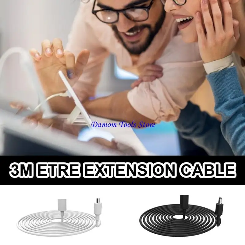 

57BE 10ft Power Supply Cable Replacement Power Extension Cord White Extension Cable