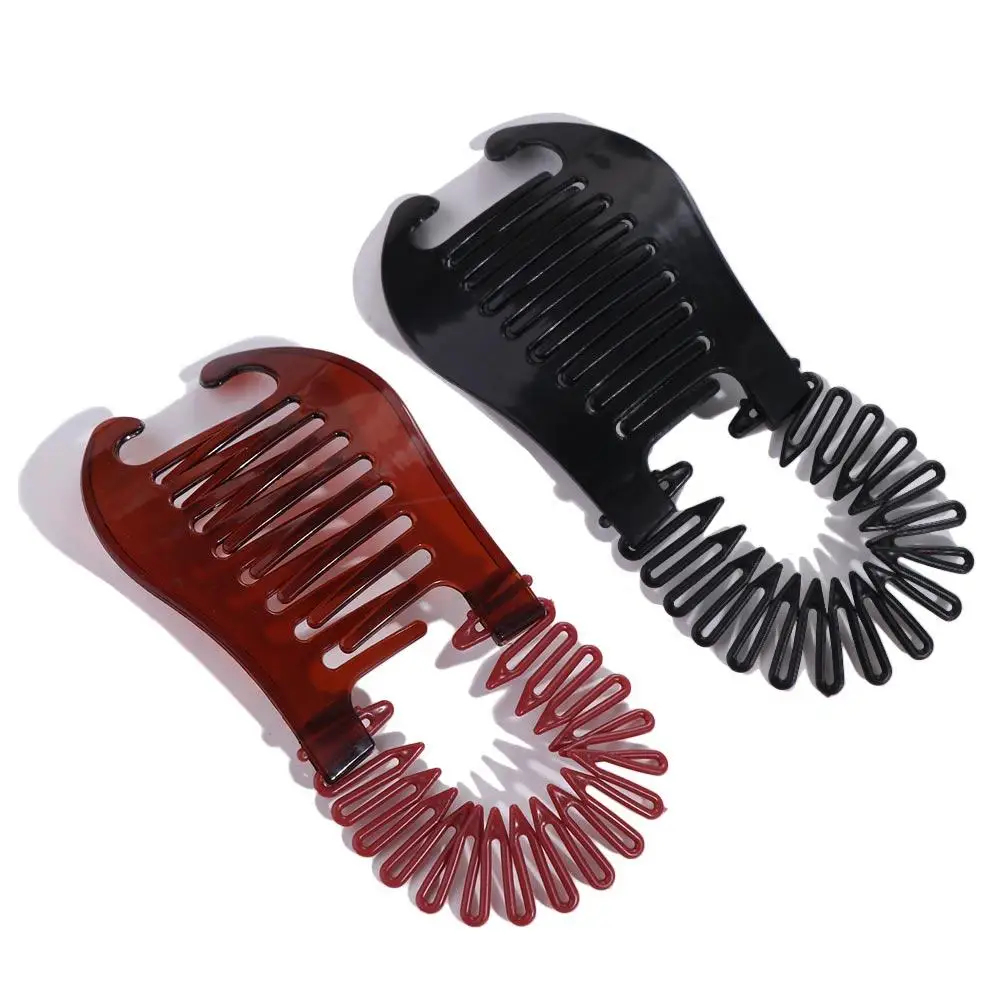 

Women Comb Hair Riser Claw Black Brown Ponytail Rubber Bands Banana Barrettes Clip Flexible Headwear Hair Holding Tool