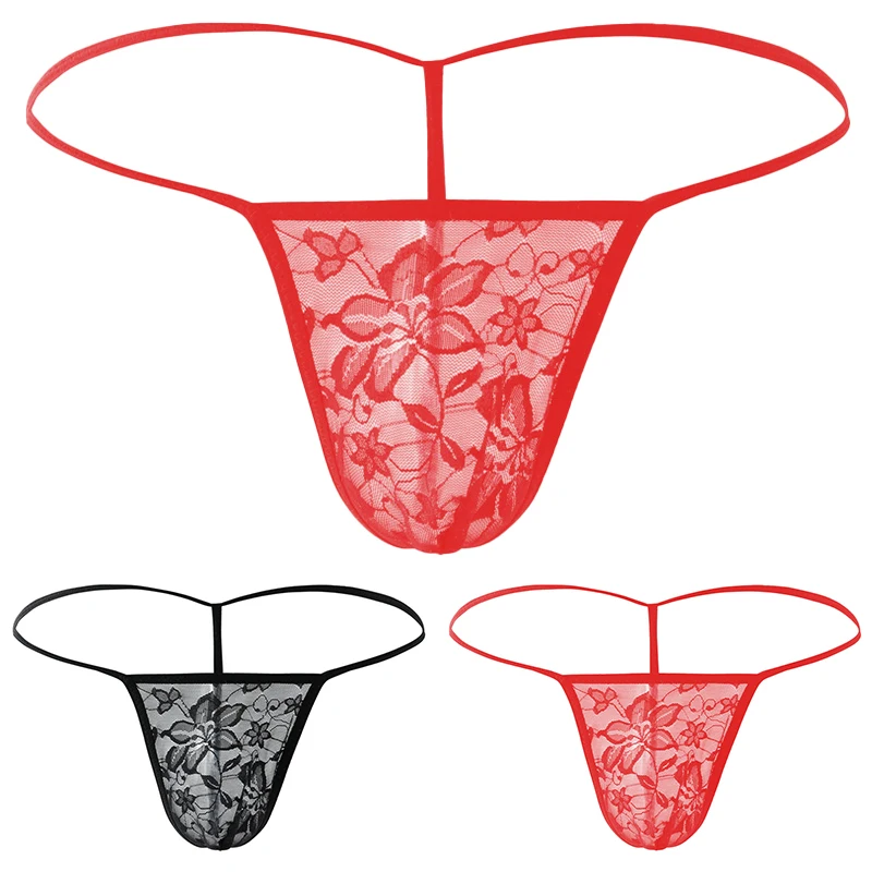 Men Sex Lace See Through Sissy  G-string For Brief Tback Underwear Erotic Lingerie Erotic Hombre Male Lingerie Tanga
