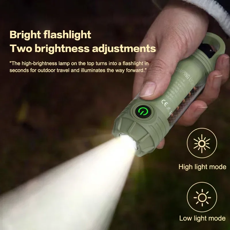 

1000LM Super Bright Outdoor Hiking Fishing Tent Lamp 1200mAh Rechargeable Dual Light Source Tent Light Outdoor Camping Lantern
