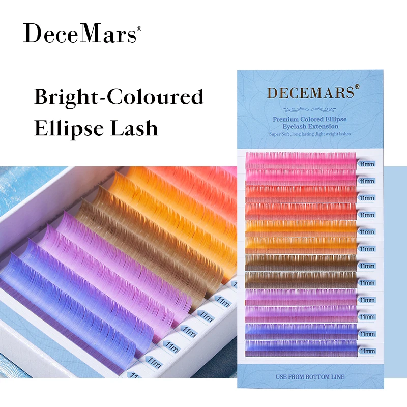 DeceMars  Bright Colored Ellipse Flat  Eyelash Extension Mix Color