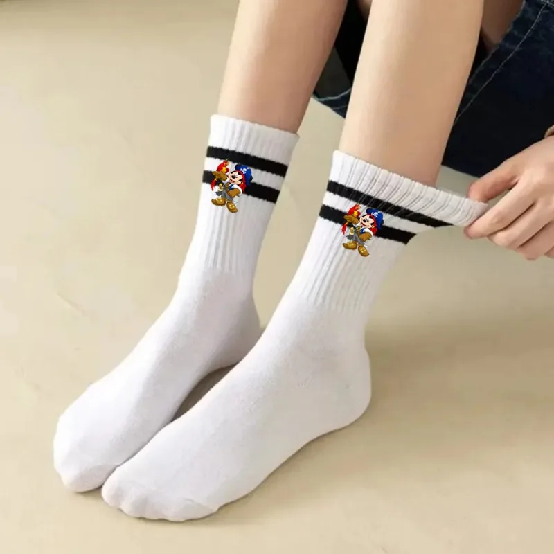 

Mickey Minnie Mouse 1 Pair Women's Printed Ankle Socks Comfort Spring Autumn Socks Medium Tube Sock Kawaii Girls' Short Socks