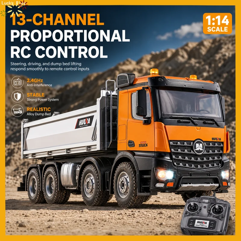 Huina 1:14 Scale Rc Car 1536-1/ 1536pro13ch Dump Truck Alloy Remote Control Engineering Vehicle Series Simulation Model Toy