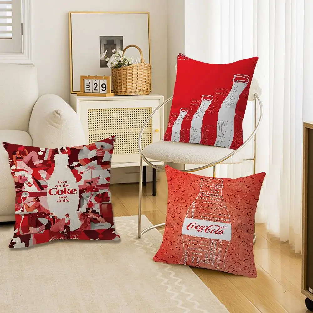 Funda de cojín con logotipo de C-COCA, funda de almohada para coche, sofá, regalo de Navidad, 40x40cm, 45x45cm