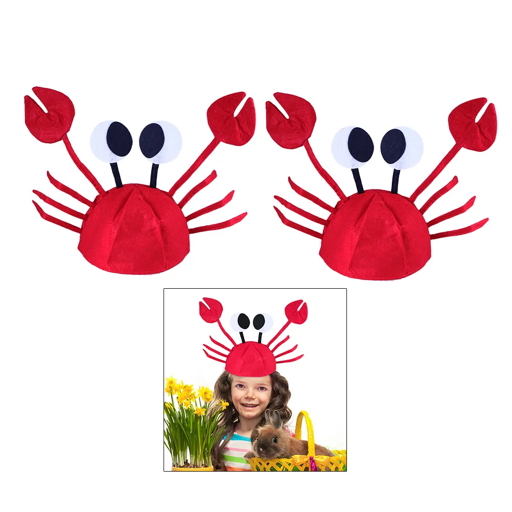 

2pcs Crab Kids Halloween Party Novelty Funny Hats Adjustable Costume Novelty Hats Crab Hat For Kids Accessory Decor