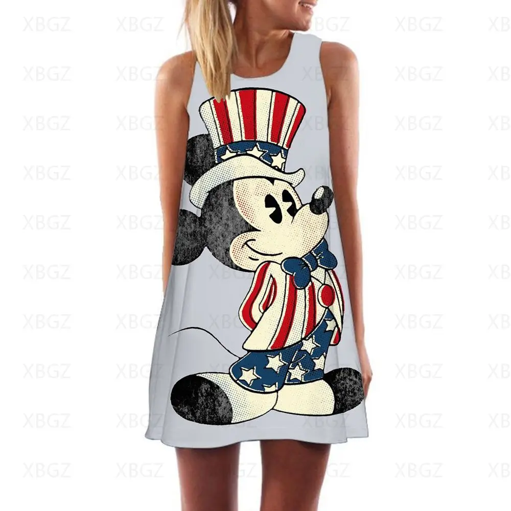 

Dresses for Women 2022 Minnie Mouse Cool Women's Summer Sundresses Fashion Woman Loose Dress Disney Boho Sexy Print Mickey Beach