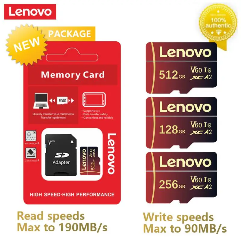 Lenovo Fast Speed V30 Memory Card 1TB C10 Micro TF SD Card 2TB 512GB Class 10 A2 Card Expansion Suitable Nintendo Switch PS4 PS5