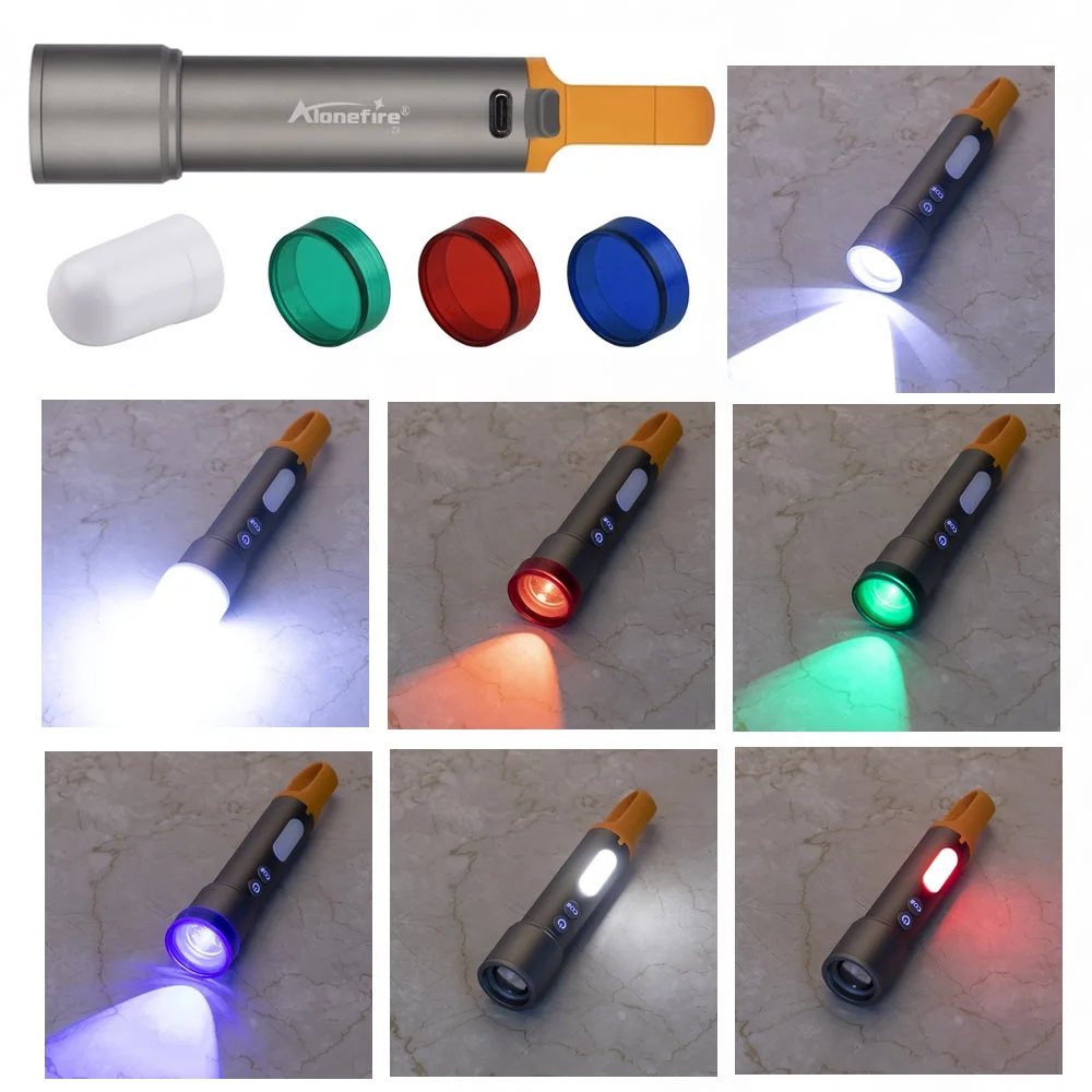 Linterna táctica COB zoom multicolor con USB-C para senderismo - imagen 4
