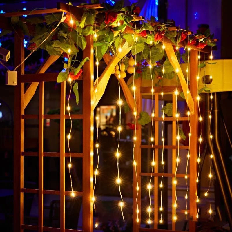 Solar Curtain Light LED Outdoor Garland String Lights Christmas Tree Decorations Ornaments New Year 2025 Halloween Lights