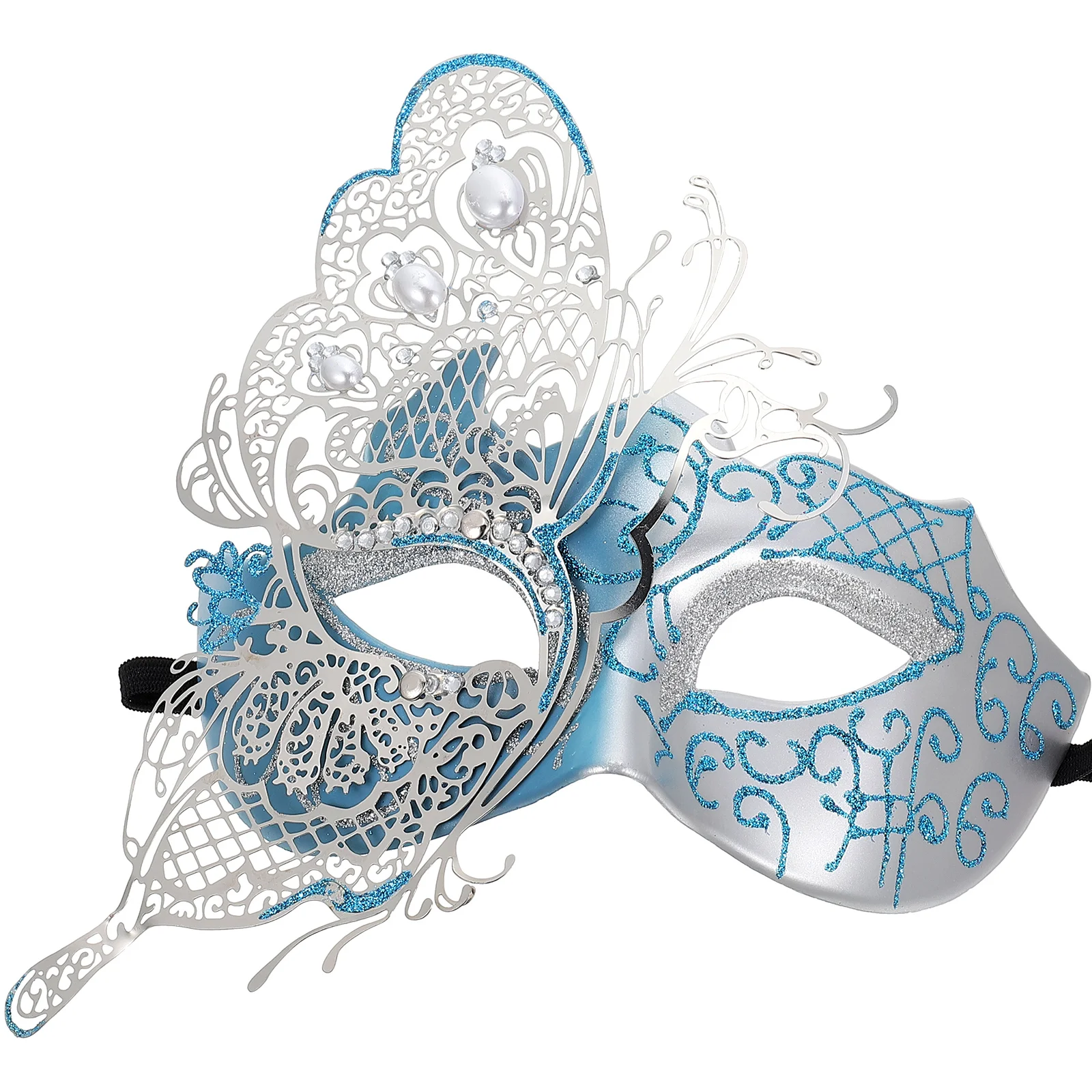 

Mask Diamond Butterfly Cosplay Half-face Masks Masquerade for Halloween Costume Party Decor Props Blue Decorative Women Miss