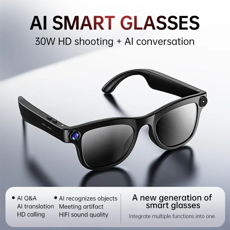 Lenovo AI Smart Glasses 1600W 8K HD Camera Language Translation Calling Voice Assistant Adults Bluetooth Glasses Sunglasses New