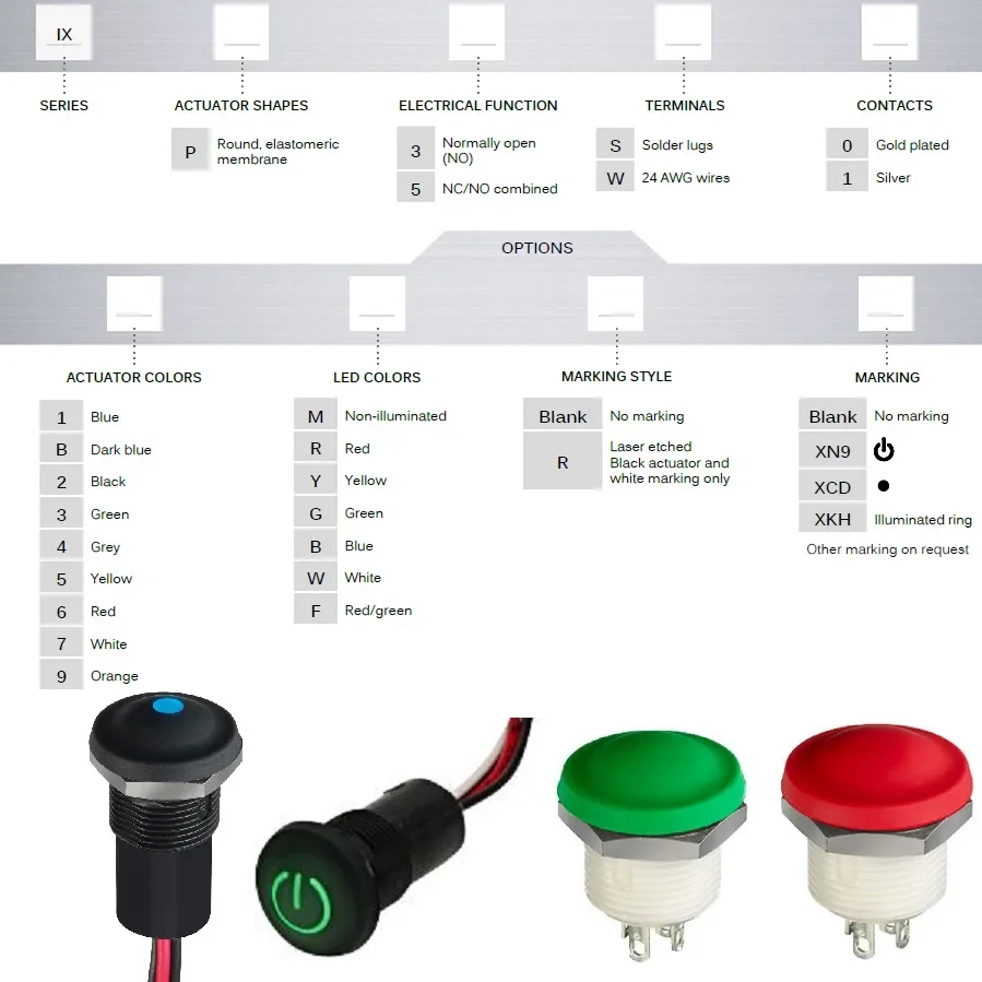 IDEC IP69K 12mm Apem IP67 sealed waterproof pushbutton switch
