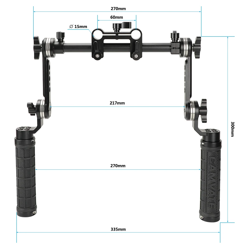 HDRig Camera Shoulder Rig Rubber Handgrip with ARRI Rosette Arm & Adjustable Central 15mm Railblock For Dslr Shoulder Mount Rig